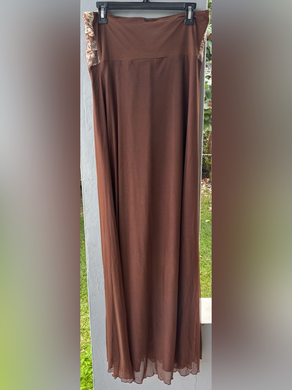 Custom Made Formal Gown | Embroidered Bodice | Brown Chiffon Maxi Dress - Picture 5 of 5